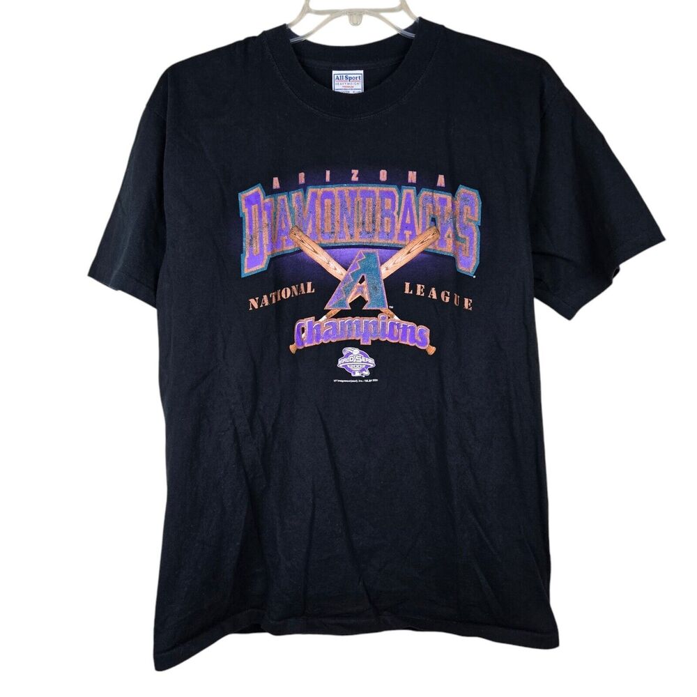 ARIZONA DIAMONDBACKS 2001 WORLD SERIES CHAMPIONS T-SHIRT SZ XL BASEBALL BLACK